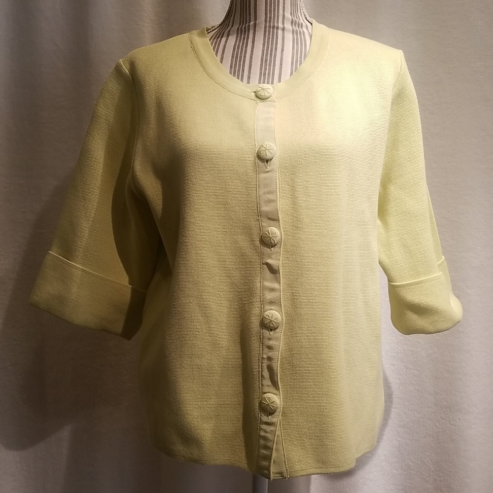 Grace Elements Chartreuse Buttondown Sweater Sz XL